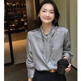 ネクタイ風 デザイン 長袖 ブラウス | Bifrost | 詳細画像1 