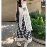 透かし編み ベスト チェック パンツ セット | Bifrost | 詳細画像5 