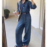 ダークブルー | デニムオールインワン ワイドパンツ | Bifrost