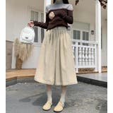ベージュ | 秋冬向け コーデュロイワイドクロップパンツ | Bifrost