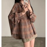キャメル | オーバーサイズ チェック柄長袖シャツ | Bifrost