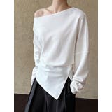 ホワイト | オフショルダー ドレープ ニットトップス | Bifrost