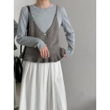 グレー | V ネック ニットキャミソール | Bifrost