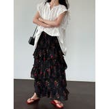 フラワープリント ティアードスカート スリット入り | Bifrost | 詳細画像4 