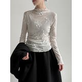 オフホワイト | 刺繍 ハイネック シアートップス | Bifrost