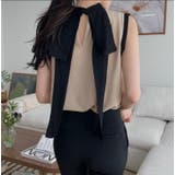 キャメル | ハイネック バックリボン ノースリーブトップス | Bifrost