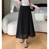 ブラック | ドット柄 ロングスカート | Bifrost