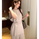 ベージュ | ワイドパンツ ノースリーブ セットアップ | Bifrost