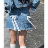 リボン刺繍 デニムミニスカート | Bifrost | 詳細画像3 