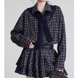 ネイビー | チェック柄 ティアードワンピース | Bifrost