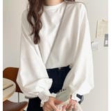 ホワイト | パフスリーブ フリルカフス ロング T シャツ | Bifrost