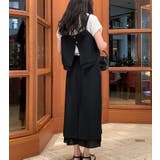 ブラック | バックスリット レイヤード キャミセットアップ | Bifrost