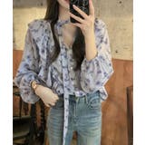 パフスリーブ 花柄 チョーカー付きトップス | Bifrost | 詳細画像6 