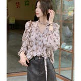 パフスリーブ 花柄 チョーカー付きトップス | Bifrost | 詳細画像8 