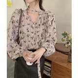 パフスリーブ 花柄 チョーカー付きトップス | Bifrost | 詳細画像9 