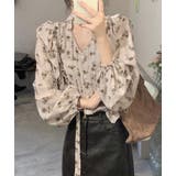 パフスリーブ 花柄 チョーカー付きトップス | Bifrost | 詳細画像10 