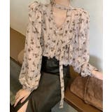 パフスリーブ 花柄 チョーカー付きトップス | Bifrost | 詳細画像11 