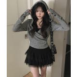フード付き ラップネック リブニットトップス | Bifrost | 詳細画像2 