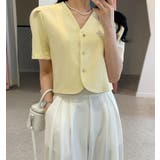 イエロー | リボンタイ クロップドトップス | Bifrost