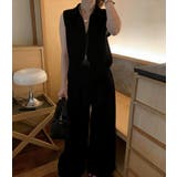 ネイビー | ノースリーブ シャツ ワイドパンツ セットアップ | Bifrost