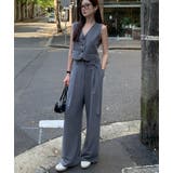 グレー | V ネック ベスト ワイドパンツ セットアップ | Bifrost