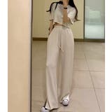 クロップド T スリット入りワイドパンツ セットアップ カジュアル | Bifrost | 詳細画像1