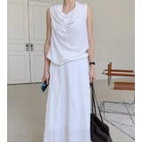 ホワイト | ドレープネック ノースリーブ マキシスカート セットアップ | Bifrost