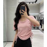 ピンク | 大人カジュアル ドローコード ショート丈 T シャツ | Bifrost