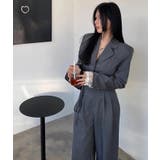 レース切り替え クロップドジャケット タックワイドパンツ セットアップ | Bifrost | 詳細画像5