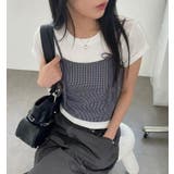 リボン付き キャミソール重ね着風 T シャツ | Bifrost | 詳細画像1 