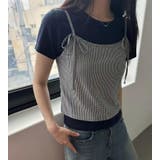 リボン付き キャミソール重ね着風 T シャツ | Bifrost | 詳細画像3 