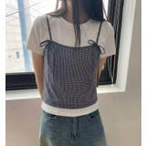 ホワイト | リボン付き キャミソール重ね着風 T シャツ | Bifrost
