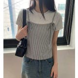 リボン付き キャミソール重ね着風 T シャツ | Bifrost | 詳細画像7 
