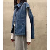 襟付き デニムベスト 前開き ルーズシルエット ショート | Bifrost | 詳細画像1 