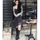 チェック柄 キャミソール アンバランス ヘム ワンピース タイト | Bifrost | 詳細画像8