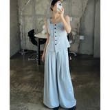 スクエアネック ベスト × タックワイドパンツ セットアップ | Bifrost | 詳細画像1