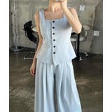 スクエアネック ベスト × タックワイドパンツ セットアップ | Bifrost | 詳細画像2