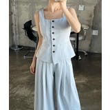 スクエアネック ベスト × タックワイドパンツ セットアップ | Bifrost | 詳細画像7