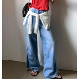 ハイウエスト サイドタック ワイドデニムパンツ フリンジヘム | Bifrost | 詳細画像8 