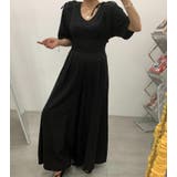 ブラック | ウエストギャザー コンビネーション ワイドレッグオールインワン | Bifrost