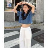 丸首 半袖 クロップドデニムブラウス | Bifrost | 詳細画像4 