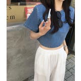 丸首 半袖 クロップドデニムブラウス | Bifrost | 詳細画像6 