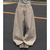バックポケット付き サイドスリット ワイドデニムパンツ | Bifrost | 詳細画像1 