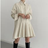ベージュ | シャツカット フレアスカートワンピース | Bifrost