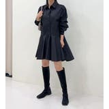 ブラック | シャツカット フレアスカートワンピース | Bifrost