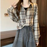 ベージュ | グリッドシャツ × インナー 2 ピースセット、カジュアルレイヤードスタイル | Bifrost