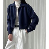 ネイビー | ターンダウンカラー ショート ニットアウター ファスナーデザイン | Bifrost