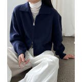 ターンダウンカラー ショート ニットアウター ファスナーデザイン | Bifrost | 詳細画像4