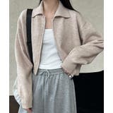 ベージュ | ターンダウンカラー ショート ニットアウター ファスナーデザイン | Bifrost