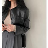 ノーカラー ショートカット レザージャケット | Bifrost | 詳細画像1